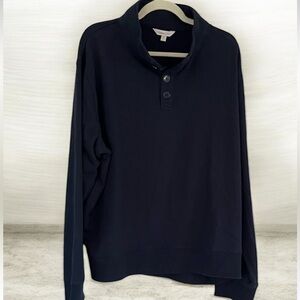 Garnet Hill 3 Button Pullover Sweatshirt Sz XL Navy Blue